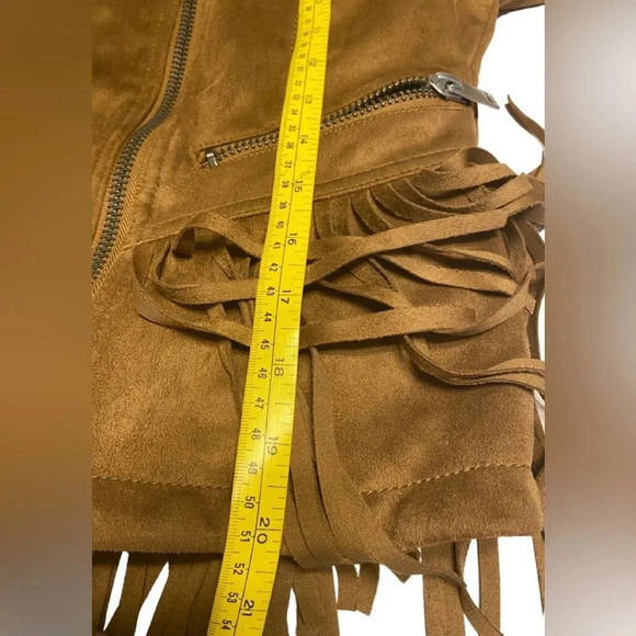 Black Rivet Western Fringe Moto Faux Suede Jacket - Picture 9 of 9